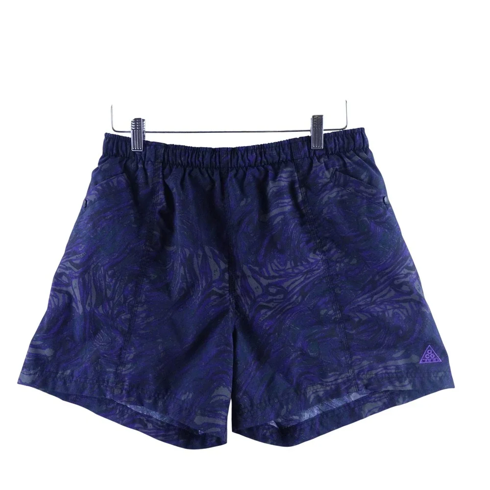 Nike ACG Mens Size Medium Vintage Purple Black Swirl Marble Shorts F61103 SCI